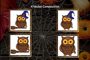 Halloween Owl Set, a Seasonal Illustration by Elatedowl (Thumbnail 5 of 13)