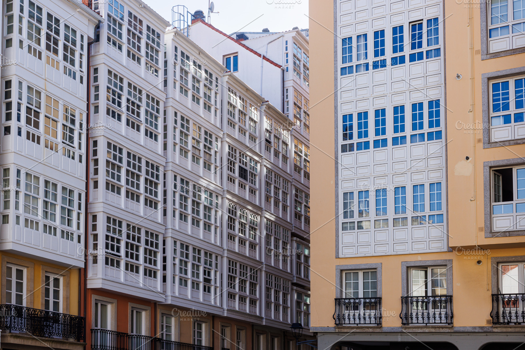 Traditional white balconies in La Coruña, Spain, an Architecture Photo by Bepslabor