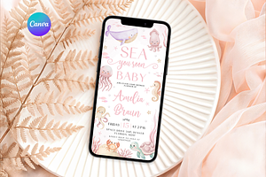 Digital Coastal Baby Shower Envite