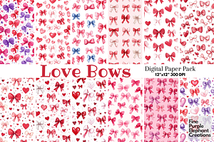 Watercolor Valentine Coquette Bows, a Pattern Graphic by Fine Purple Elephant