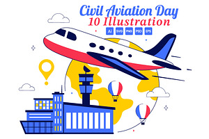 10 International Civil Aviation Day, a Transportation Illustration by denayunebgt
