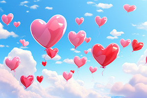 Heart shaped balloons flying in the, a Photo by Iftikhar Alam