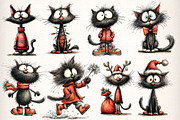 Quirky Christmas Black Cat Clipart, an Illustration by Dream Creation (Thumbnail 4 of 7)