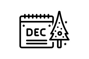 December calendar black icon, an Outline Icon by Creative priyanka