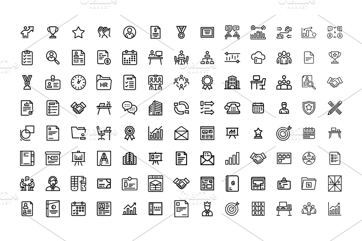HR, Teamwork & Workplace Line Icons, an Outline Icon by gstudiovect21 (Photo 2 of 5)