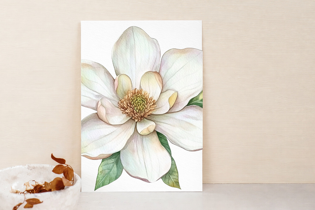 White Magnolia Watercolor Clipart, an Illustration by Libby Wishes (Photo 4 of 7)