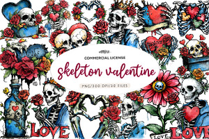 skeleton valentine bundle sublimatio, an Illustration by CreationArt