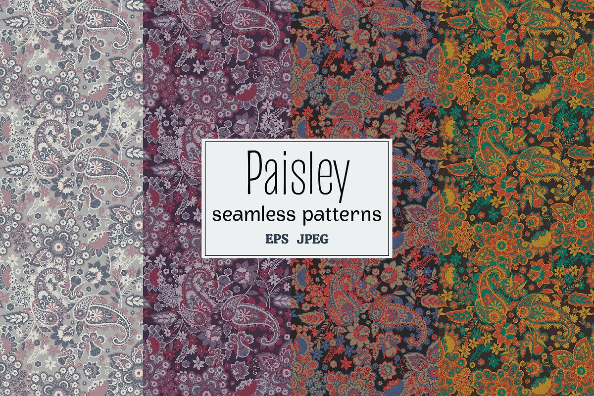 Paisley seamless patterns, a Pattern Graphic by antalogiya (Photo 1 of 5)