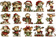 Whimsical Christmas Animals Clipart, an Illustration by OK Design (Thumbnail 5 of 6)
