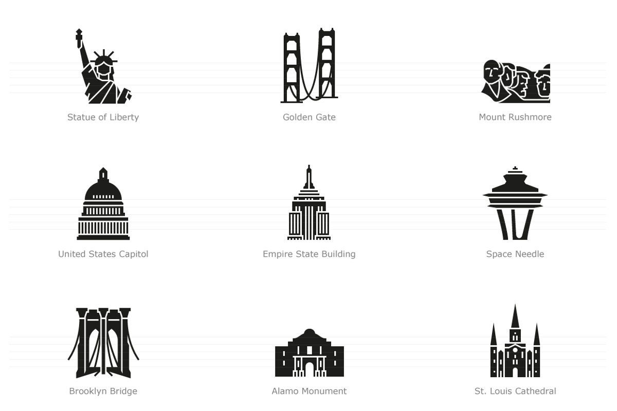 Landmarks of the USA Icon Set, a Duotone Icon by Jozsef Balazs-Hegedus (Photo 4 of 6)