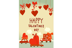 Cute Red Cars with Hearts, a Transportation Illustration by Maria Starus