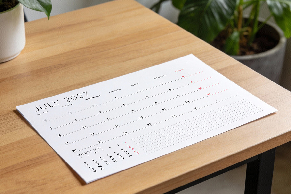 Minimalist Calendar 2027 (MP048-27M), a Stationery Template by mikhailmorosin (Photo 5 of 6)