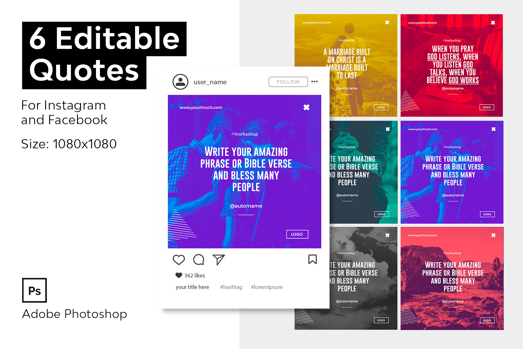6 Editable Quotes Template, a Social Media Template by Cristolab.app