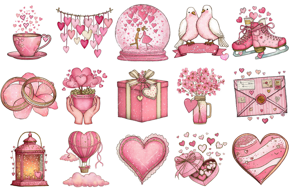 Whimsical Valentine Day Clipart, an Illustration by OK Design (Photo 3 of 6)