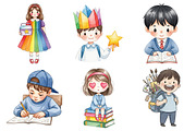 Cute Little Student Clipart, an Illustration by Daily.Designs (Thumbnail 3 of 5)