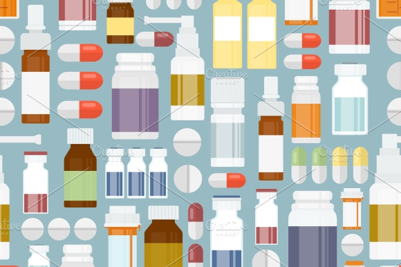Pills And Drugs In Seamless Pattern