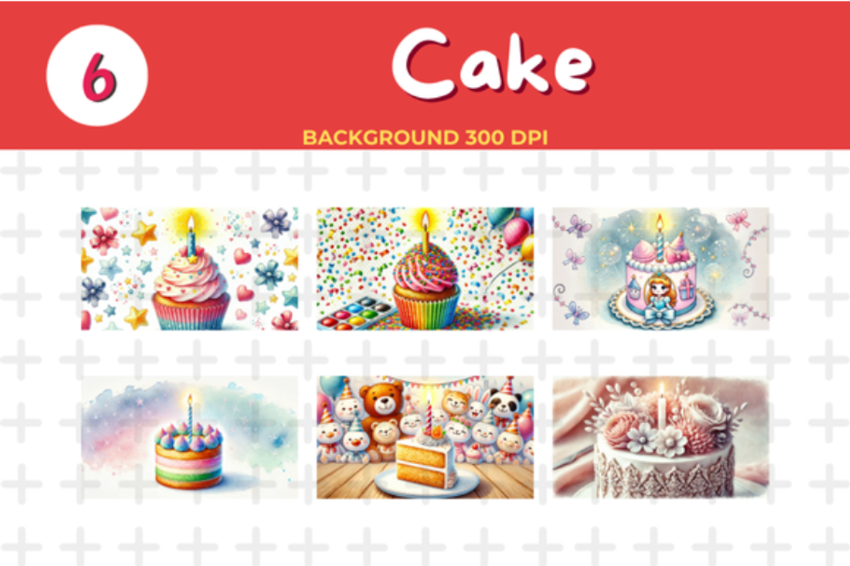 Watercolor of a Cake Background JPG, an Education Illustration by John_Walker (Photo 3 of 3)
