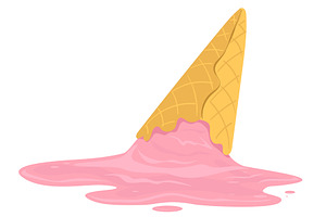Ice cream in waffle cup fell to, a Food Illustration by Vectorbuum