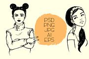 Hand-drawn Female portraits, an Illustration by Mandarinkas art (Thumbnail 2 of 12)