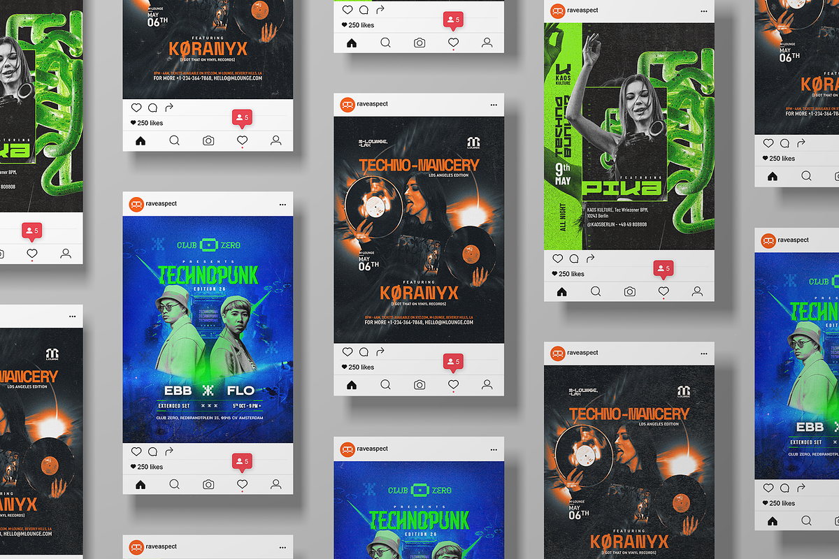 3 Club Flyers - Techno Party, a Flyer Template by Rave Aspect (Photo 2 of 5)