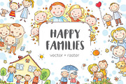 Happy cartoon families bundle, an Illustration by Bubert Art (Thumbnail 1 of 5)
