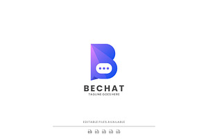 Letter B Chat Gradient Logo