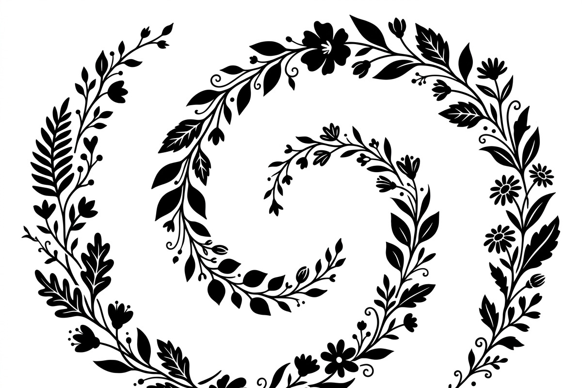 50 Elegant Floral Leaf Spiral Frame, a Decorative Illustration by Amazin_art (Photo 12 of 41)