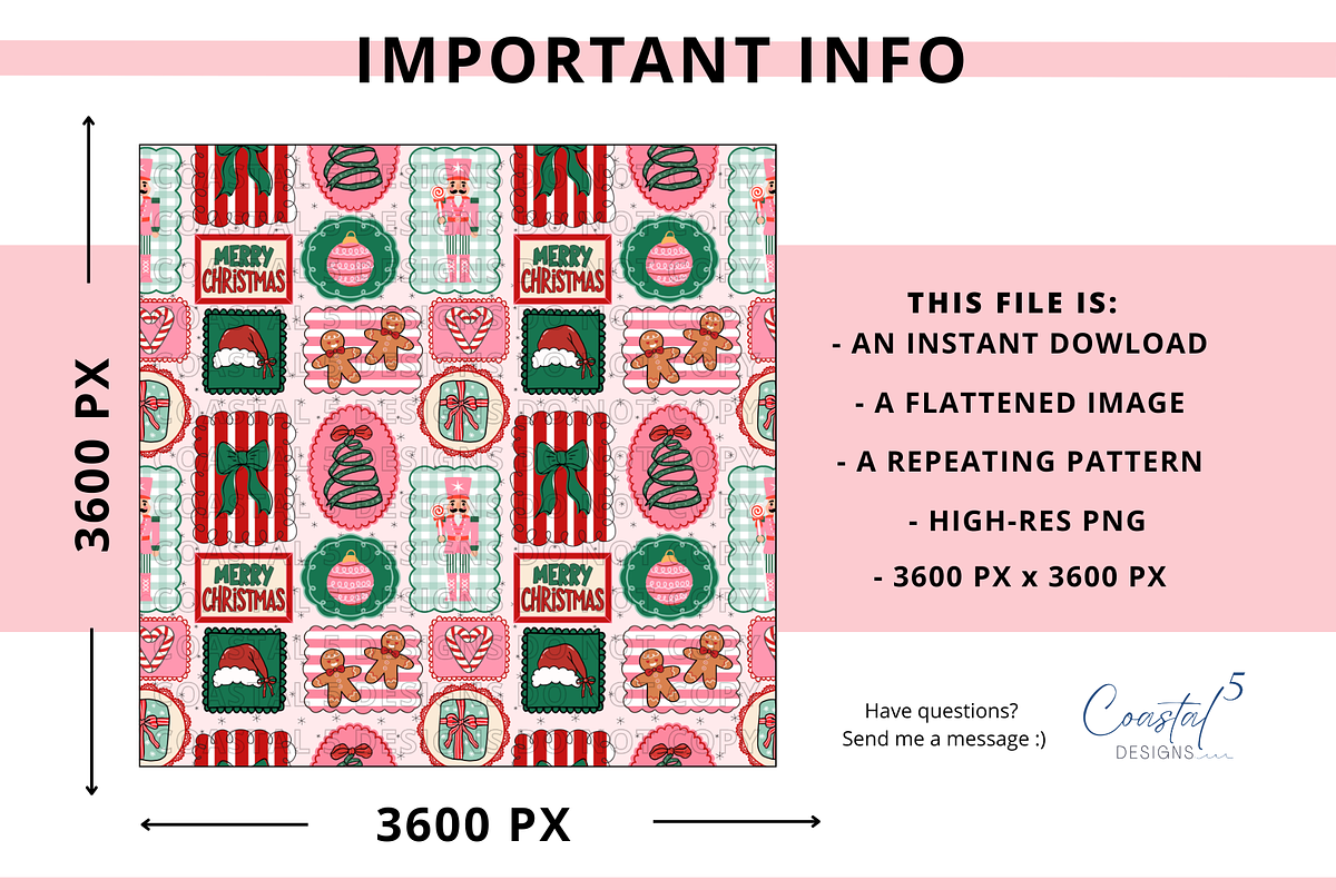 Christmas Frames Seamless Pattern, a Pattern Graphic by Coastal 5 Designs (Photo 3 of 3)