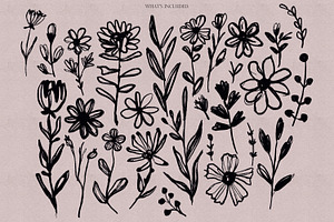 Inky Flowers Doodle Stamps Procreate