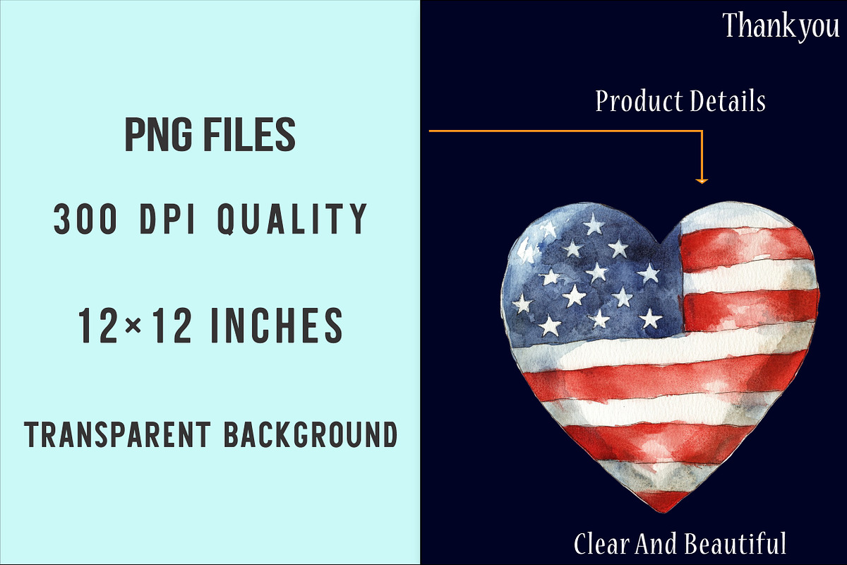 American Flag Heart PNG, an Illustration by SinaCreation (Photo 4 of 5)