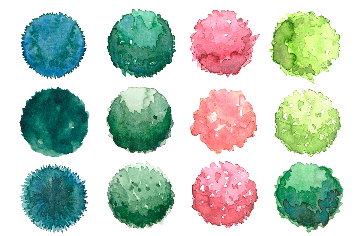 Watercolor trees set, top view, an Illustration by Lina_Lisichka (Photo 2 of 3)