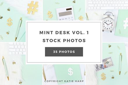 Mint Desk Styled Stock Photos
