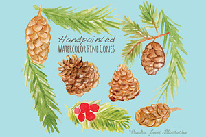 Watercolor Pinecones