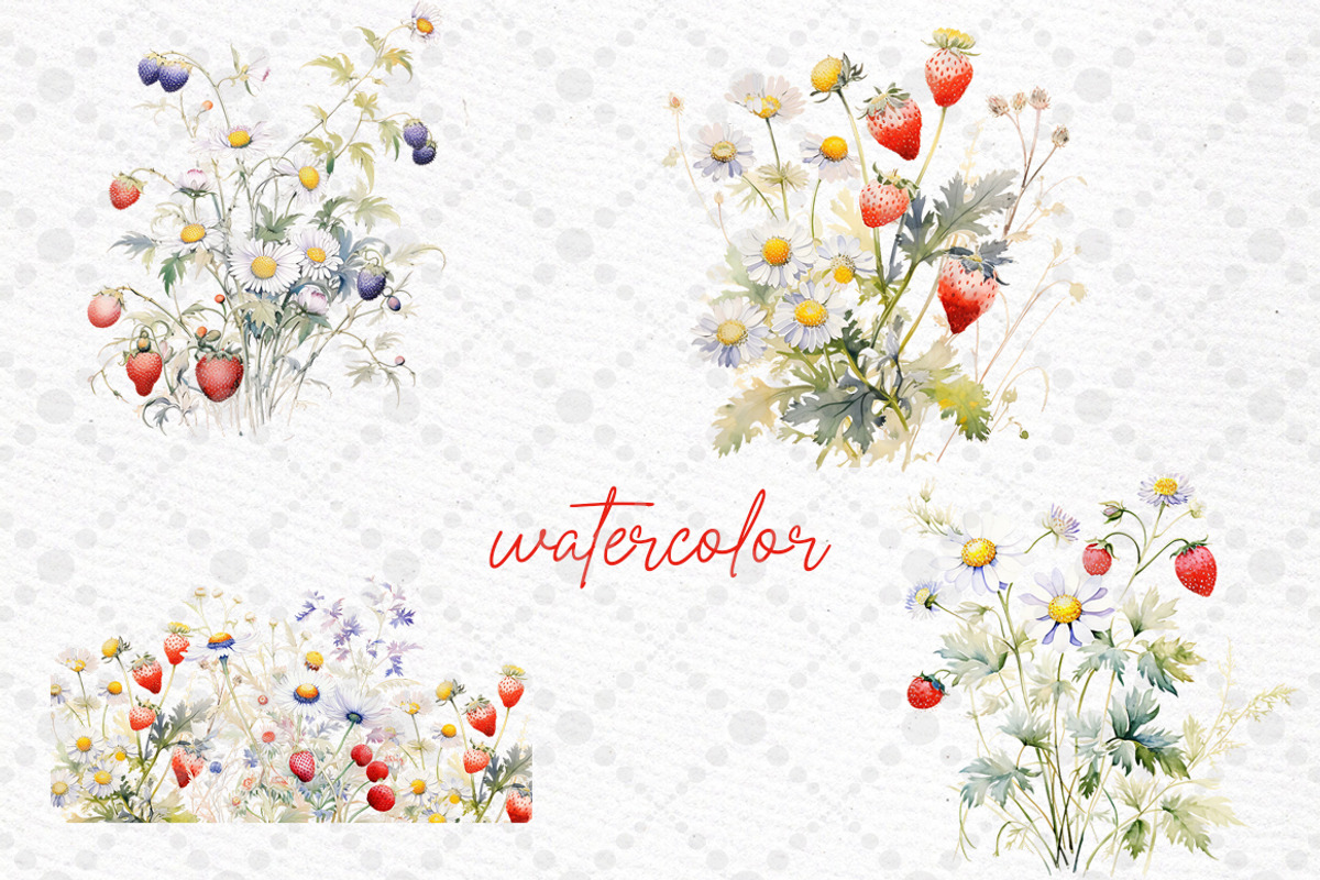 Watercolor Berries clipart Flowers, a Decorative Illustration by LeCoqDesign (Photo 3 of 5)