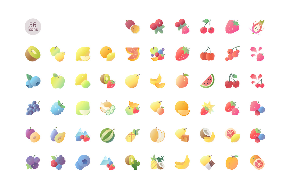 Fruits flavors gradient iconset, an Icon by LAFS (Photo 3 of 3)