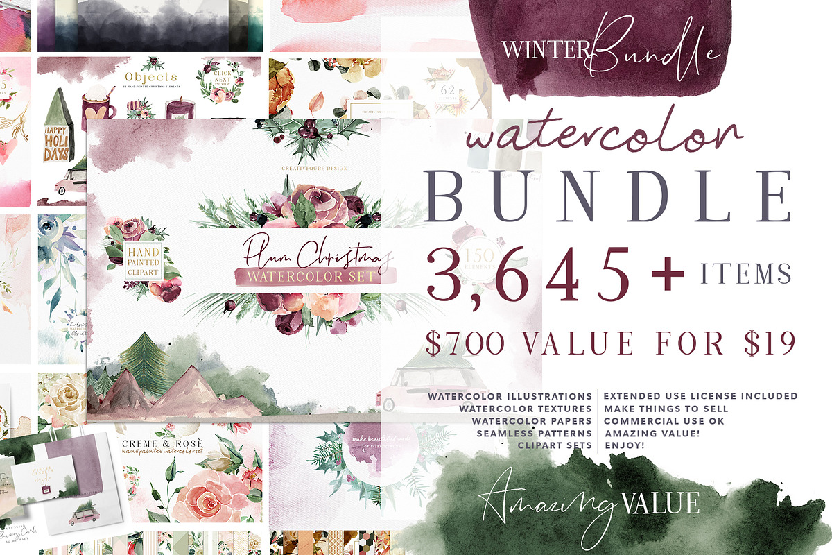 Watercolor Bundle - Designer Deal, an Illustration by Creativeqube Design (Photo 1 of 72)