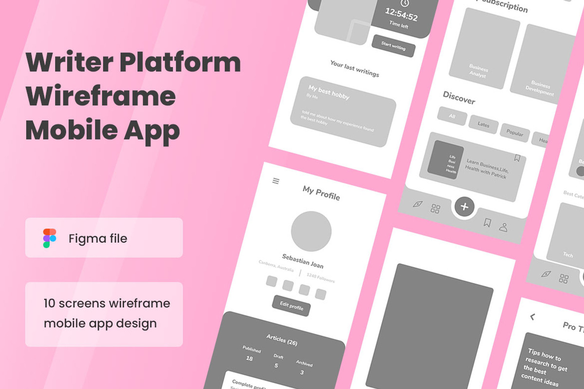 Writer Article Wireframe Apps, a Wireframe Template by INSPR STD (Photo 1 of 6)