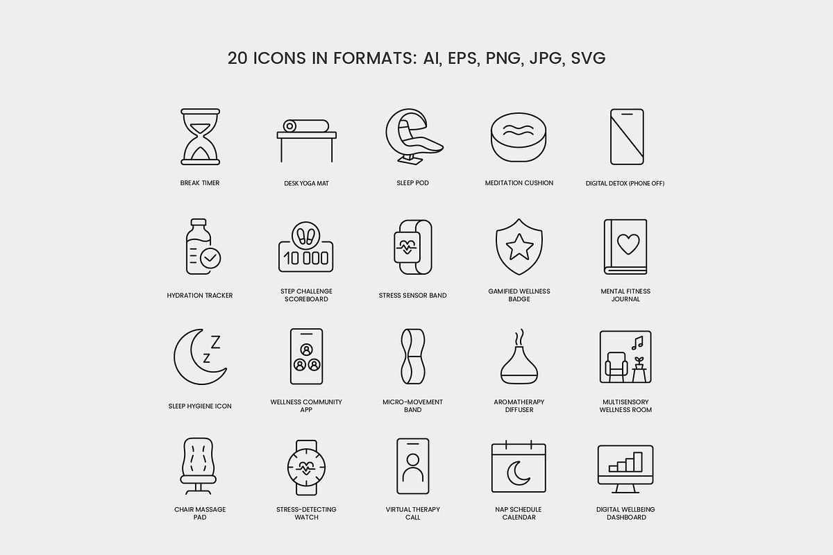 Employee Wellness & Digital Wellbein, an Outline Icon by Grand Design (Photo 2 of 3)