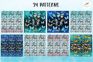 Watercolor Butterflies 24 Patterns