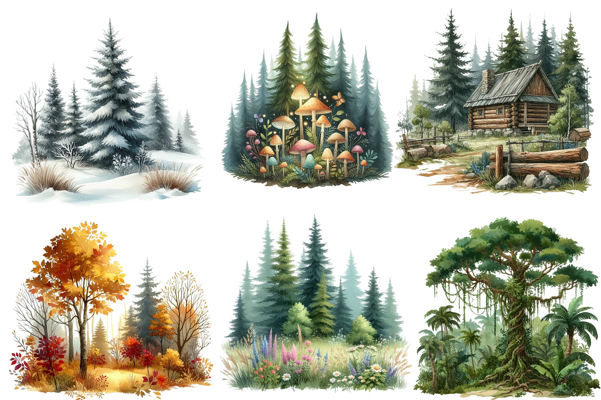 Forest Landscapes PNG Clipart, an Illustration by Designworld (Photo 4 of 6)