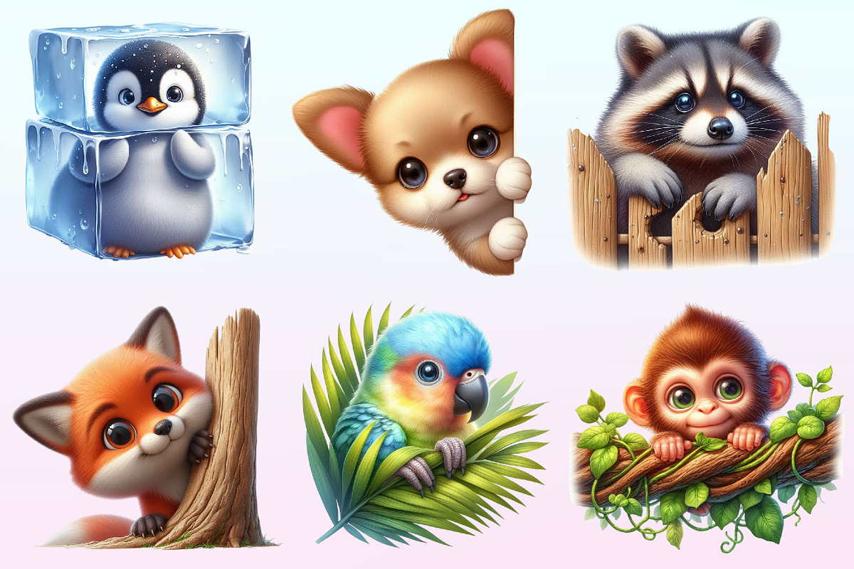 Funny Cute Animal Peeking Clipart, a Graphic by CitraGraphics (Photo 3 of 4)