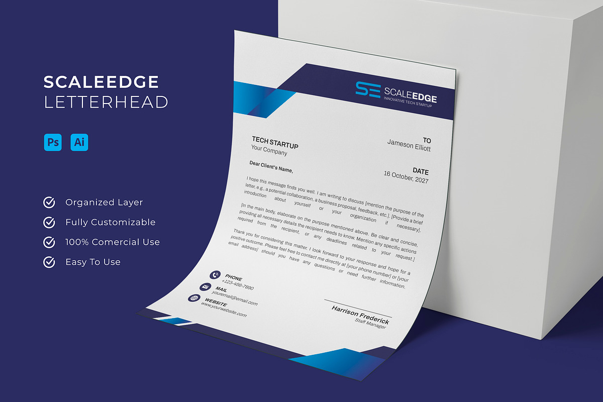 Scaleedge - Letterhead, a Print Template by Esensifiksi.studio (Photo 1 of 3)
