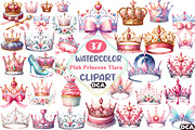 Pink Princess Tiara Sublimation Clip, an Illustration by DreamCafeArt (Thumbnail 1 of 5)