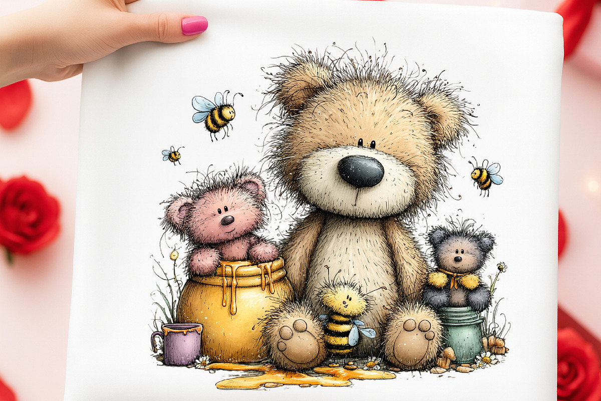 Watercolor Bear And Bees Clipart, a Transportation Illustration by Digital Artistic99 (Photo 4 of 10)