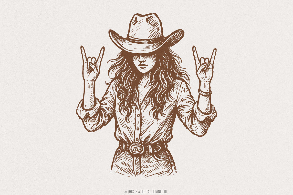 Cowgirl Rock On PNG, Western Woman, an Illustration by SharpMarketplace (Photo 1 of 9)
