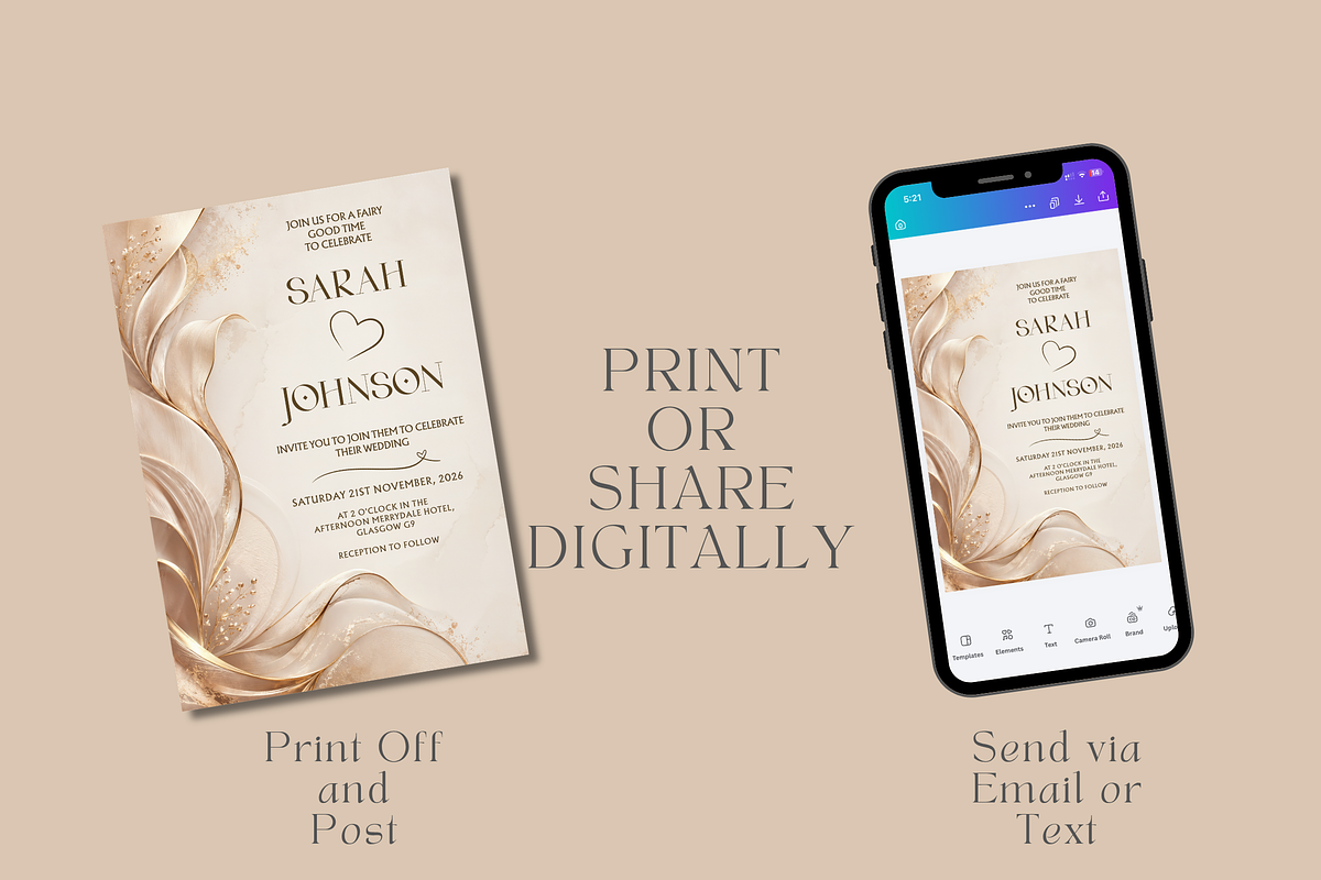 Elegant Wedding Invitation Template, an Invitation Template by InvitingStorys (Photo 8 of 11)