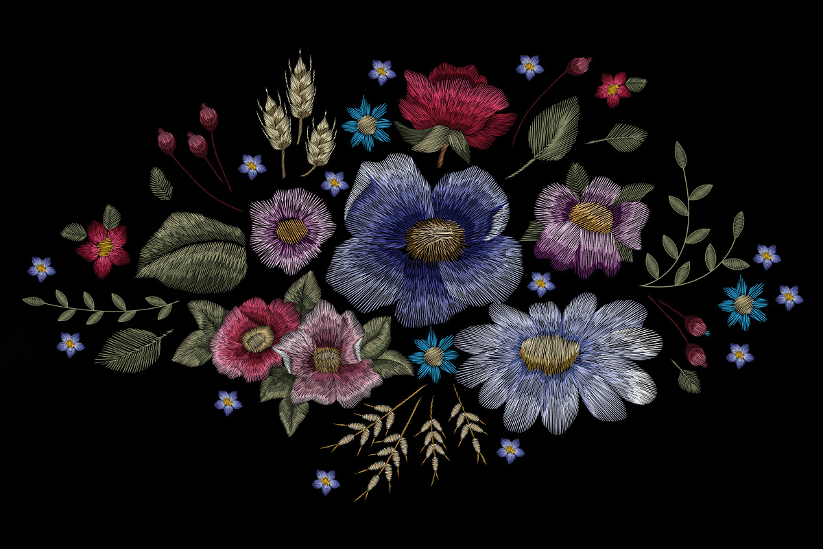 Font flower embroidery preview 4