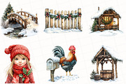 Christmas Farm Watercolor Clipart, an Illustration by OK Design (Thumbnail 3 of 5)