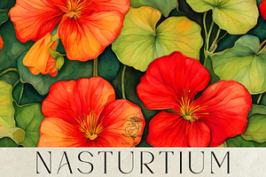 Nasturtium Watercolor Background