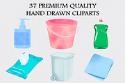 Watercolor Cleaning Supplies Clipart, an Illustration by CropUp Creative (Thumbnail 2 of 4)
